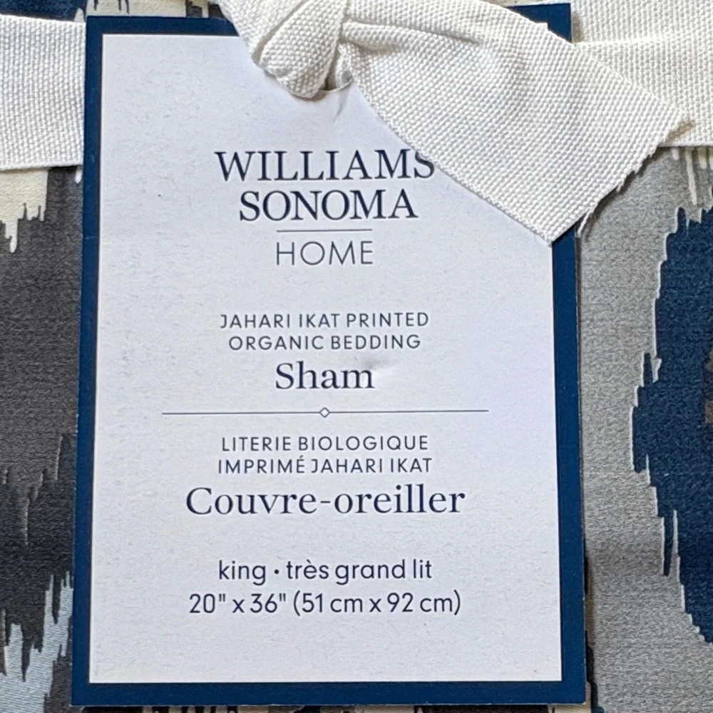 NWT Williams Sonoma Jabari Ikat Organic Pillow Sham -